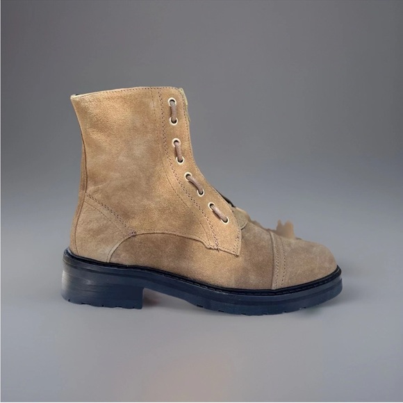 NWT Allsaints Beige Brown Combat Boots 38 7.5 Women